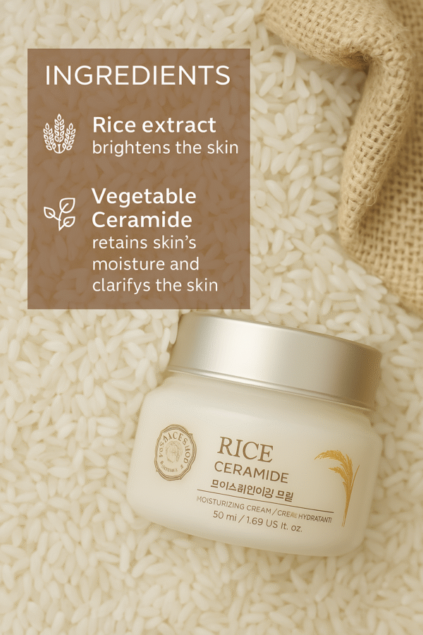 The Face Shop Rice & Ceramide Moisturizing Cream – Hydrating Korean Skincare for Glowing Skin in Bangladesh - Image 5